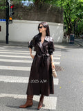 Fongt Xixi 2025 Autumn New White Label Simple With Long-Sleeved Leather Coat Loose With Wind Coat 86075