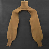 Fongt Autumn And Winter Explosion Women's Lantern Sleeve High-Necked Wool Sleeve Net Color Sweater