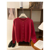Fongt Style Gentle Retro Small Gold Button Net Version Long-Sleeved Knitted Shirt Women Autumn Collar Soft Glutinous Sweater
