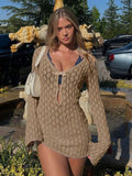 Fongt Beach Skirt Knitted Long-Sleeved Ass Bikini Swimsuit Burqa Holiday Sunscreen Woman