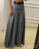 Fashion Khaki Wide-Leg Pants-Waistless LZS1723-Outfit