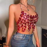 Fongt Fashion Women's Show Sexy Hanging Neck Back Strap Vest