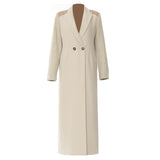 Fongt New Bump Color Splicing British Wind High Street In The Long Suit Wind Coat Woman 1756