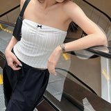 Fongt Hot Girl Wind Bow Characteristic Fabric Knitting Small Wipe Female New Slim Solid Color Vest-Outfit