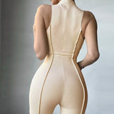 Classic Solid Knitted Jumpsuit Women Casual Sportswear Sleeveless Skinny Slim G One Piece Female Clothing