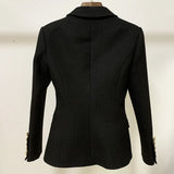 QUALITY Newest 2023 Baroque Designer Blazer Jacket Women's Classic Metal Lion Buttons Double Breasted Slim Fitting