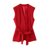 Fongt Women's Women's Belt Vest Horn Suit