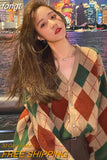 Women Elegant Patchwork Korean Style V-Neck Long Sleeve Minimalist Spring Female Clothes Newest Cozy Comfortable