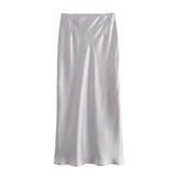 Spring Satin Texture Blouse 2451305 Knot Flute Skirt 2448305-Outfit