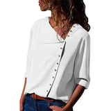 Tops And Blouses 2020 Fashion Long Sleeve Skew Collar Chiffon Blouse Casual Tops Plus Size Elegent Work Wear