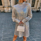 Fongt Evening Dress Gold Slimming Tie With Long Sleeves Of The Bare Back