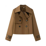 Fongt Women's 2025 New Double-Dbutled Short Wind Coat