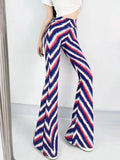 High Waist Striped Flare Pants Women Streetwear Print Tie Dye Slim Pantalones Vintage Lenggings Spodnie Aesthetic
