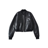 Fongt New Women's Retro Locomotive Leather Loose Casual Imitation Leather Bomber Jacket Jacket