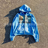 Fongt Printing Hoodie Jacket Winter High Street Loose Hot Top
