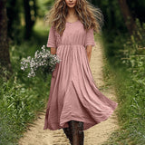 Fongt Shein Temu Explosion Leisure Cotton Leprosy Dress