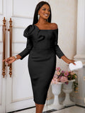 Fongt One-Shoulder Sexy Three-Dimensional Floral Dress Dress Elegant Body-Supling Party Dress Dresses