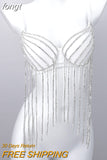 Tassels Rhinestone Corset Sexy Backless Sleeveless Crop Tops Women Slimming Bra Top Nightclub Party