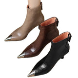 Fongt Pointed High Heel Boots Metal Head Gas Small Short Boots High Heels Short Boots Thighs Short Boots Tiring Boots Without Tired Skirts