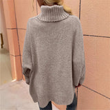 Fongt And Winter New Loose Solid Color High-Collar Bat Sleeve Knitted Sweater