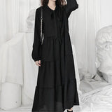 Fongt Orange Tsale Dress Women 2025 Spring New Loose Temperament Retro Black Dress Gentle Wind Chiffon Dress