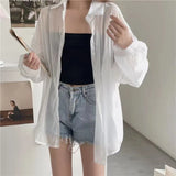 Fongt Thin Coat Women's Summer New Loose Anti-Ultraviolet Breathable Ice Sleeve Shirt Long-Sleeved
