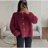 Fongt 2025 Women's Comfortable Casual Solid-Colored Knitted Shirt Jacket