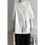 Black Shirts Women Irregular Oversized Blouses Gothic Dark Academic Japanese Vintage Asymmetrical Loose Casual Tops-Outfit