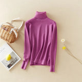 New-Coming Winter Tops Solid Button Turn-down Collar Pullovers Female Thick Turtleneck Knitted High Street Women