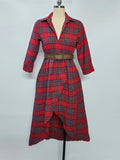 Fongt Long-Sleeved Plaid Shirt Dress 2025 Spring And Autumn New Fashion Loose Casual Dress Belt