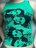 Gothic Screen Print Crop Tank Top-Outfit