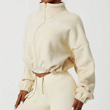 Fongt Loose Rope Zippered Sweater Fashion Hot Girl Dress Thick Sports Coat Peumen Autumn Winter