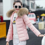 2023 New Women's Cotton-Padded Clothes Cotton-Padded Jacket Women's Large Size Korean Version Cotton-Padded Clothes Fashion Short Big Wool Collar Slim Cotton-Padded Jacket Tide-Outfit