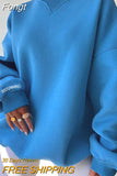 Hoodies Women Vintage Casual O Neck Long Sleeve Letter Sweatshirts Y2K Oversized Pullover Streetwear Female Winter