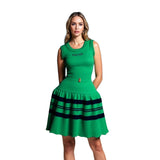 Fongt Women's Small Scented Striped U-Neck Cake Ponve-Free Sleeveless Knitted Dress