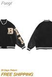 Bomber Jacket Women Hip Hop Letter Bone Patchwork PU Leather Jackets Loose Streetwear Men Unisex College Baseball