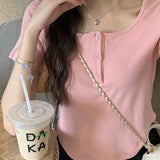 Fongt T-Shirt Female 2024 Summer New Korean Version Casual Show Thin Inside The Students Slim High Waist Student Jacket