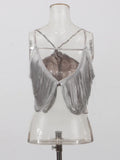 Fongt Wind Top 2025 Autumn And Winter New Out-To-Shoulder Fish Bone Slings Irregular Essohu Hanging Neck Vest Woman