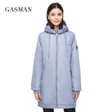 Fashion windproof warm women's jacket Long zipper down parka hooded down jacket for women autumn solid cotton coat