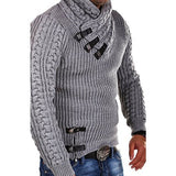 Fongt Ebay New Men's Sweater Long Sleeve Leather Buckle Top Jumper
