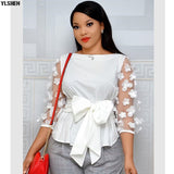 African Dresses For Women Top Dashiki African Clothes Africa Dress Mesh Bow Ladies Tops Clothing Ankara Plus Size African