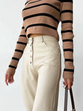 Fongt Women's Fall / Winter 2024 High-Waisted Leather Patchwork Trousers For Women's Casual Pants Leather Pants-Outfit