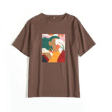 Aesthetic Printed T Shirts Women 2021 New Soft Vintage Loose Tees Abstract Graphic Cotton Tshirts Summer Casual