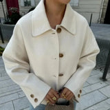Fongt Women's ZA Autumn And Winter Street Fashion Short Shirt Collar Collar Hair Coat