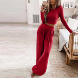 Solid Color Rib Knit Long Sleeve