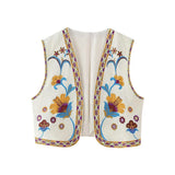 Fongt Women's Summer New External Fashion Retro Embroidery Vest Explosion