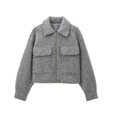 Fongt Homemade New Women's Basic Long-Sleeved Clip Short Jacket Jacket 3046288