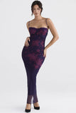 Fongt Girded Skinny Sexy Dress With Print Slings Long Open Dress Women's Spring Summer