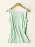 Women's Blouses Cotton and Linen Sleeveless Tops Shirt Female O Neck Summer Solid Green Tunic Blouse Basic