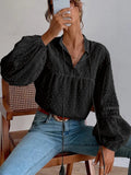 Chiffon Lace Blouses Lantern Sleeve Vintage Women Blouse Lace-up Tops Female Female Shirts Loose Blusas Autumn New